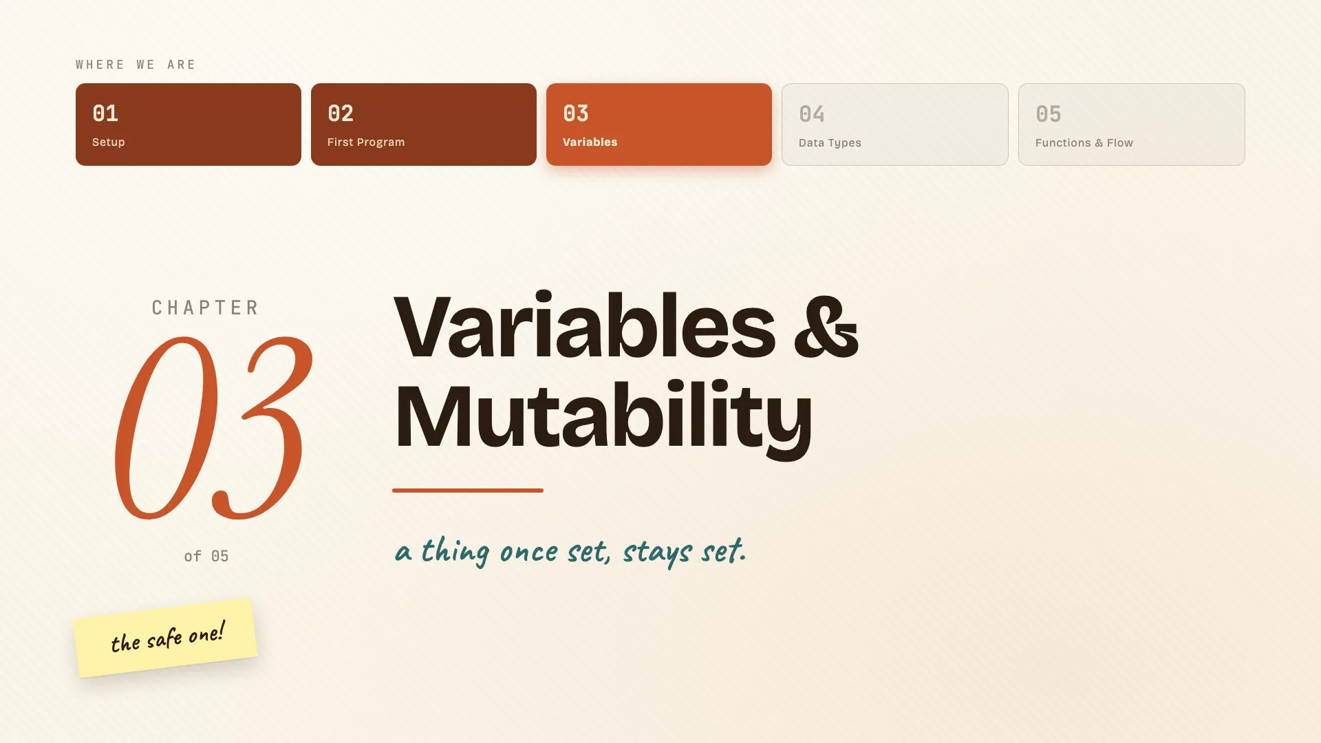 Variables and mutability chapter divider